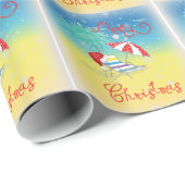 フロリダクリスマススノーフレークスサンタハット ラッピングペーパー (ロールコーナー)