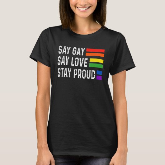 フロリダゲイセーゲイセー愛ステイ誇りを持ったLgbtqゲイ Tシャツ (正面)