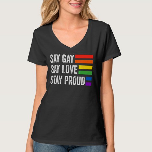 フロリダゲイセーゲイセー愛ステイ誇りを持ったLgbtqゲイ Tシャツ (正面)