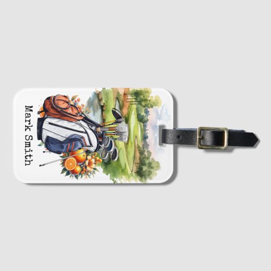 フロリダゴルファー用ゴルフオレンジテーマ ラゲッジタグ (正面横)