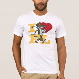 フロリダゴルフ旅行 バチェラー・パーティー I Love FL アリゲーター Tシャツ