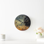 フロリダサンセットとパームツリー ラウンド壁時計 (ホーム)