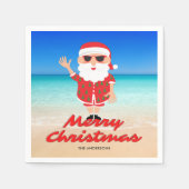 フロリダサンタオンザビーチメリークリスマス スタンダードカクテルナプキン (正面)
