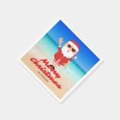 フロリダサンタオンザビーチメリークリスマス スタンダードカクテルナプキン (角)