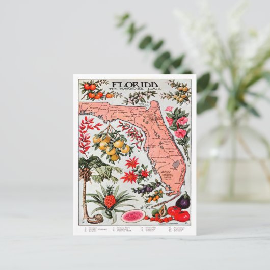 フロリダザエバーグレード州の地図 ポストカード (スタンド正面)