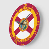 フロリダザサンシャイン州パーソナライズされた旗 ラージ壁時計 (傾斜)