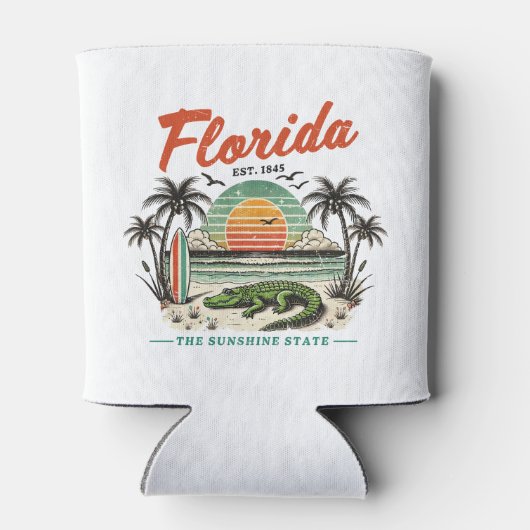 フロリダザサンシャイン州 – サンセットビーチシーン 缶クーラー (裏面)