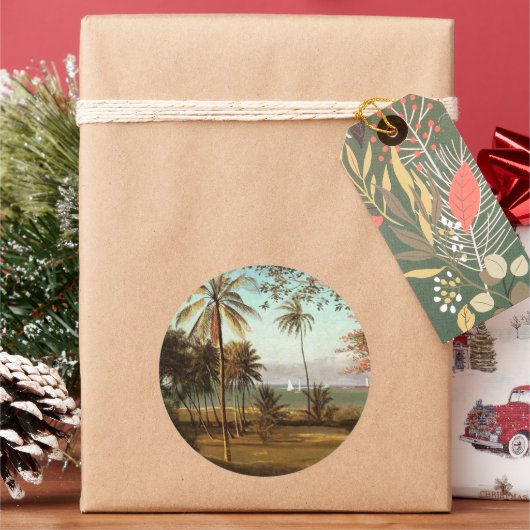 フロリダシ素晴らしーン絵画アート ラウンドシール (クリスマス)