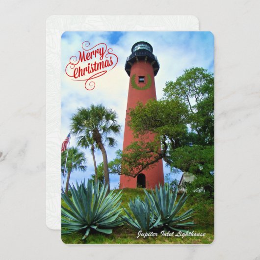 フロリダジュピターライトハウスからのメリークリスマス シーズンカード (正面/裏面)