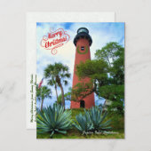 フロリダジュピターライトハウスからのメリークリスマス シーズンポストカード (正面/裏面)