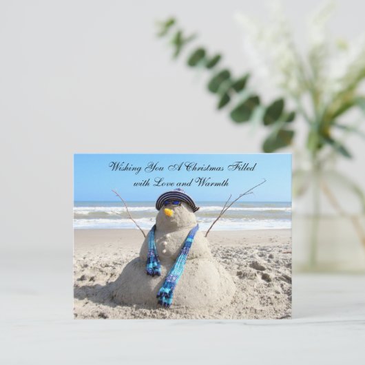 フロリダスノーウーマンクリスマスポストカード シーズンポストカード (スタンド正面)