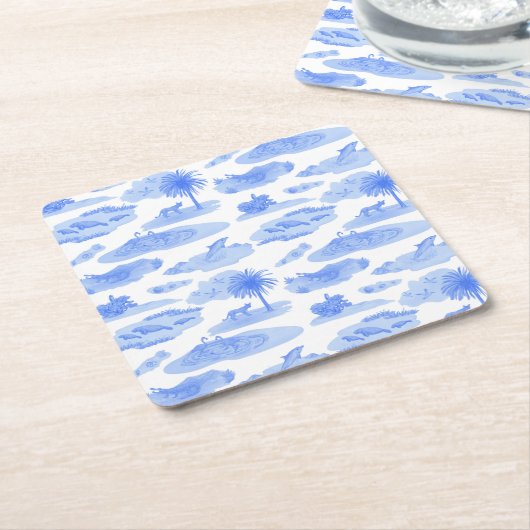 フロリダトイレコースター（コーンフラワーブルー） スクエアペーパーコースター (アングル)