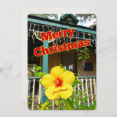 フロリダトロピカルハイビスカスからのメリークリスマス シーズンカード (正面/裏面)