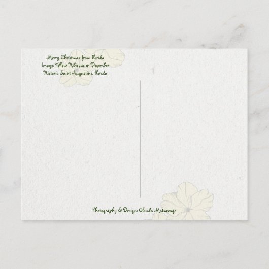 フロリダトロピカルハイビスカスからのメリークリスマス ポストカード (裏面)