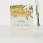 フロリダトロピカルパームズアンドオーキッド80誕生日 箔グリーティングカード (正面)