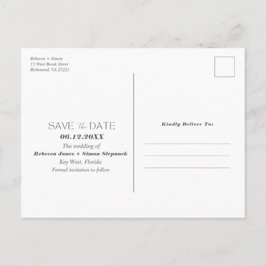 フロリダトロピカルビーチ結婚式保存日 案内ポストカード (裏面)