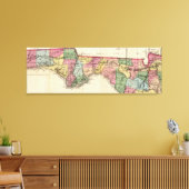 フロリダパンハンドルのヴィンテージの地図（1870年） キャンバスプリント (インサイチュ (リビング))