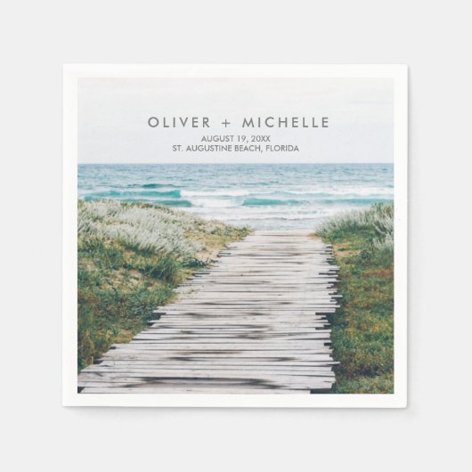 フロリダパーソナライズされたビーチ結婚ズ・ナプキンス スタンダードカクテルナプキン (正面)