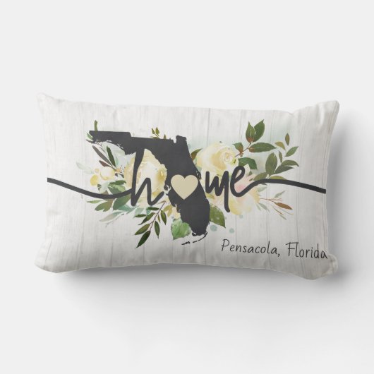 フロリダパーソナライズされた州ユアホームシティ素朴 ランバークッション (裏面)