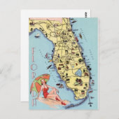 フロリダビンテージの旅行地図とアトラクション ポストカード (正面/裏面)