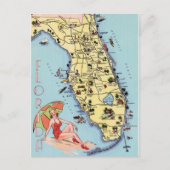 フロリダビンテージの旅行地図とアトラクション ポストカード (正面)