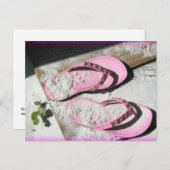 フロリダビーチのピンクサンディのフリップフロップサンダル ポストカード (正面/裏面)