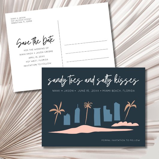 フロリダビーチウェディングのSave the Date 案内ポストカード