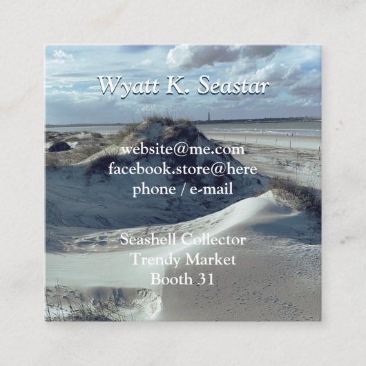 フロリダビーチシーンポンシュライトハウスデュネス スクエア名刺 (正面)