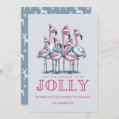 フロリダビーチトロピカルフラミンゴクリスマスホリデー シーズンカード (正面/裏面)