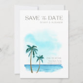 フロリダビーチフォトウォーターカラー目的地の結婚式 セーブザデート (正面)