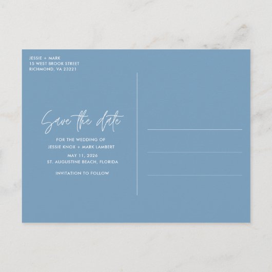 フロリダビーチ傘の結婚式の日付を保存 案内ポストカード (裏面)