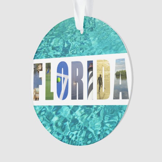 フロリダビーチ海旅行写真クリスマス オーナメント (正面)