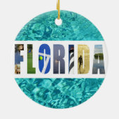 フロリダビーチ海旅行写真クリスマス セラミックオーナメント (裏面)