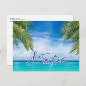 フロリダビーチ結婚式日付の保存 案内ポストカード (正面/裏面)