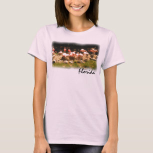 フロリダピンクのフラミンゴレディースシャツ Tシャツ
