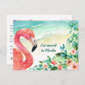 フロリダピンクフラミンゴビーチシーンに移動 案内ポストカード (正面/裏面)