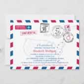 フロリダブライダルシャワー | 米国の地図エアメール 招待状 (正面)