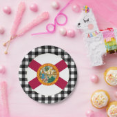 フロリダプレート、バッファロープレイド米国およびフロリダ州旗 ペーパープレート (パーティー)