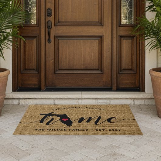 フロリダホーム州 パーソナライズされた ドアマット