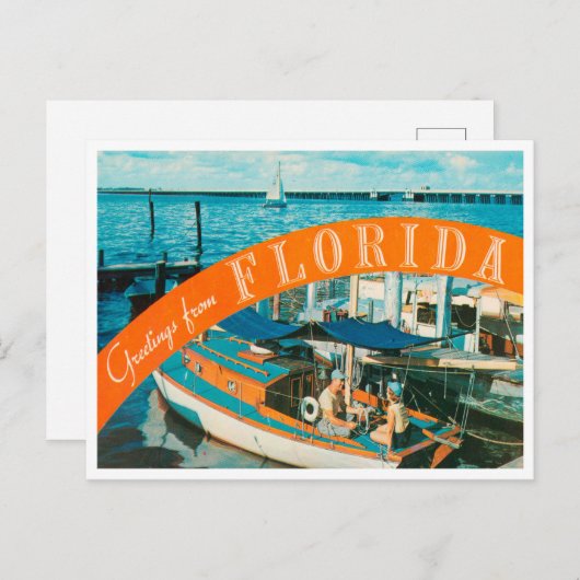 フロリダボートヴィンテージ旅行からの挨拶 ポストカード (正面/裏面)