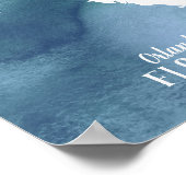 フロリダマップブルーウォーターカラーパーソナライズされたアートプリント ポスター (角)