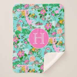 フロリダマップ名門私立校風のパームビーチパターモノグラムのン シェルパブランケット