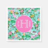 フロリダマップ名門私立校風のパームビーチパターモノグラムのン スタンダードカクテルナプキン (正面)