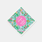 フロリダマップ名門私立校風のパームビーチパターモノグラムのン スタンダードカクテルナプキン (角)