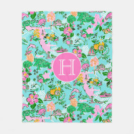 フロリダマップ名門私立校風のパームビーチパターモノグラムのン フリースブランケット