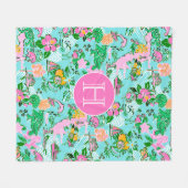 フロリダマップ名門私立校風のパームビーチパターモノグラムのン フリースブランケット (正面(横))