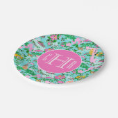 フロリダマップ名門私立校風のパームビーチパターモノグラムのン ペーパープレート (アングル)