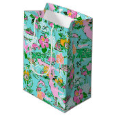 フロリダマップ名門私立校風のパームビーチパターモノグラムのン ミディアムペーパーバッグ (裏面アングル)