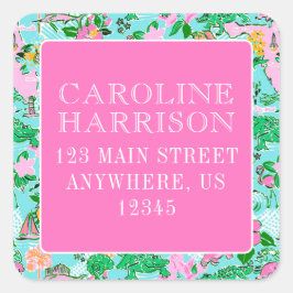 フロリダマップ名門私立校風のパームビーチパターンプリント スクエアシール