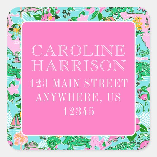 フロリダマップ名門私立校風のパームビーチパターンプリント スクエアシール (正面)